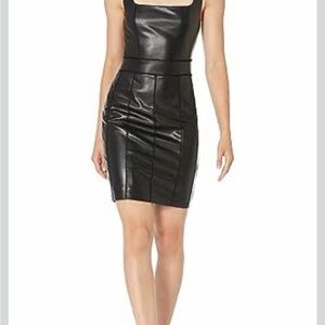 Guess Black Faux Leather Mini Dress
